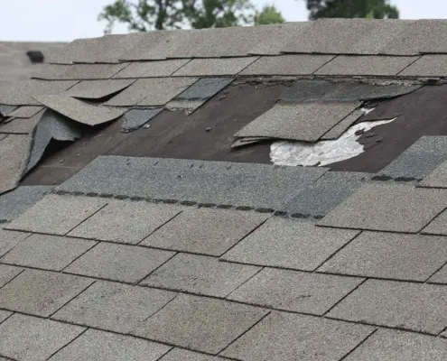 closeup of missing shingles